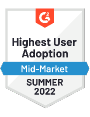 G2 Mid Market Highest User Adoption Summer 2022