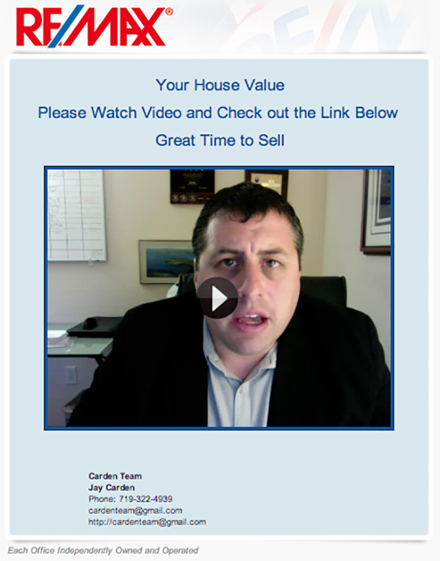 BombBomb, video email, real estate, example, marketing, video, Jay Carden, RE/MAX, follow up, online lead, leads, conversion