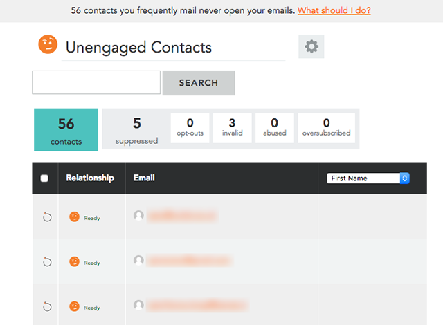 email lists, email list, Unengaged Contacts, email engagement, list engagement, BombBomb, tool, email marketing, list detail