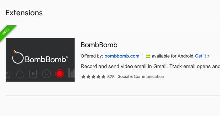 BombBomb Gmail extension