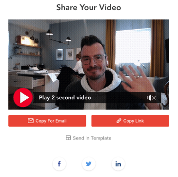 Share your video - Send in Template