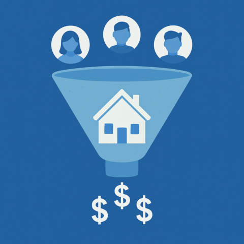 Image of a sales funnel with people bubbles at the top and dollar signs at the bottom