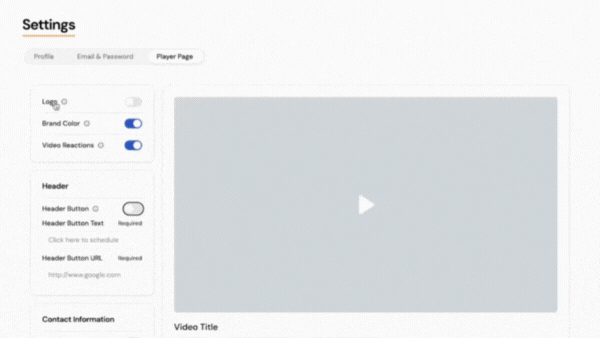 Gif of setting a great Viewer experience on the player page
