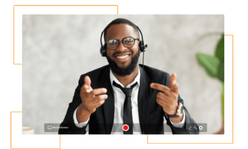 man in headset recording bombbomb video