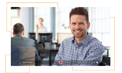 Man in office recording a video